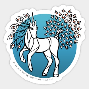 Peacock Unicorn — Inktober Unicorn illustration series Sticker